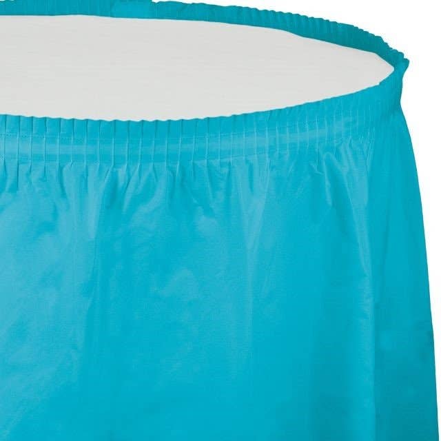 Bermuda Blue Plastic Tableskirt for wholesale by Party Expo, LLC