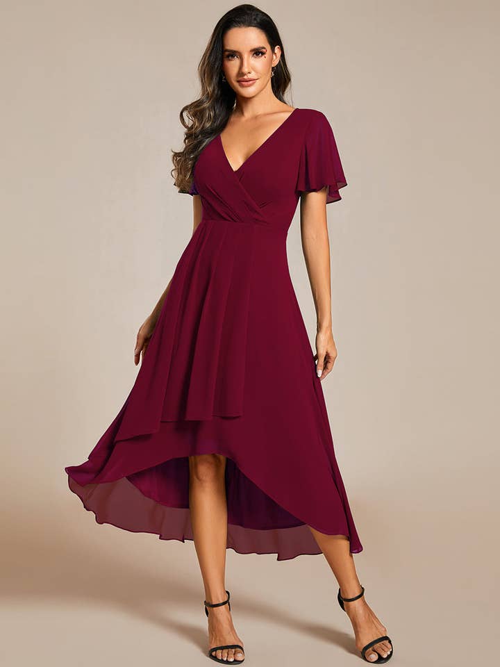 Ever-Pretty - Wholesale Dress – Women's - V-Neck Midi Chiffon Wedding Guest Dresses4
