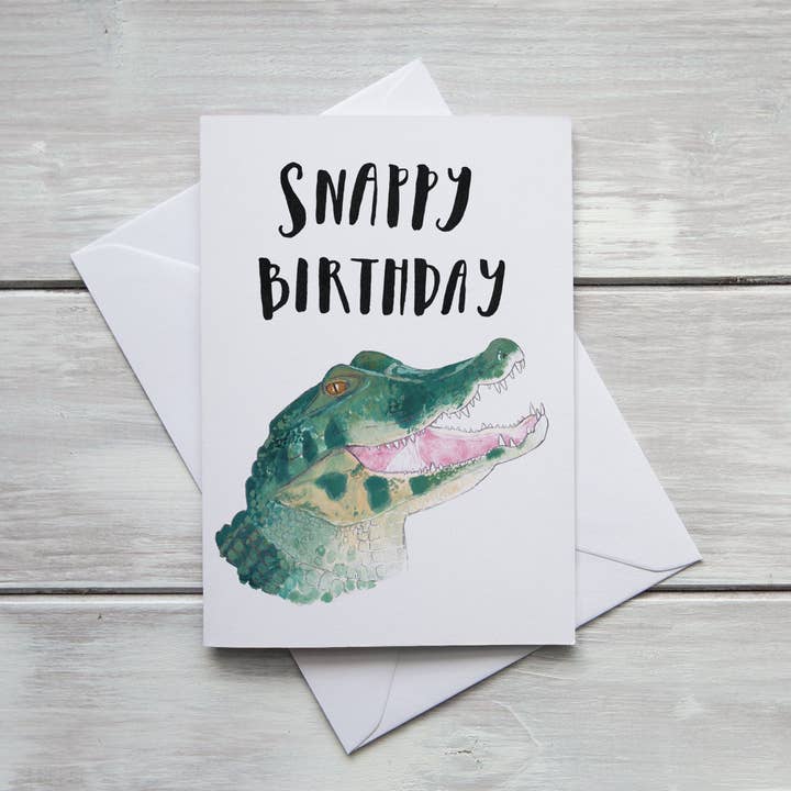 Snappy Fødselsdag Funny Krokodille Pun Fødselsdag Card for engroshandel hos Crabapple Moon