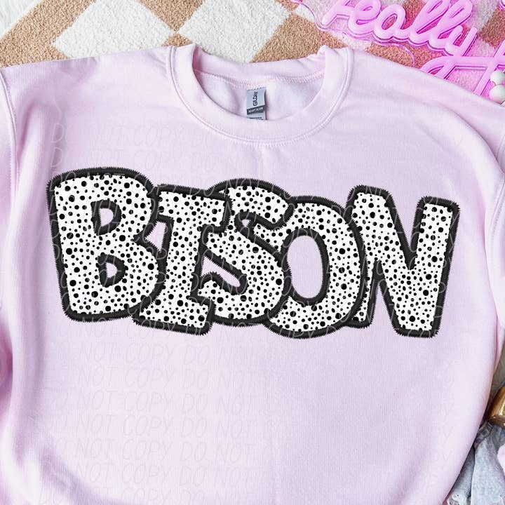 Bison Polkadot Maskottchen DTF Transfer für den Großhandel von K and M Designs