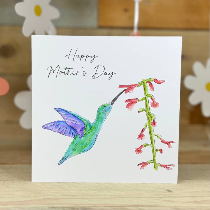 Carte de fête des mères colibri pour la vente par Arty Bee Designs