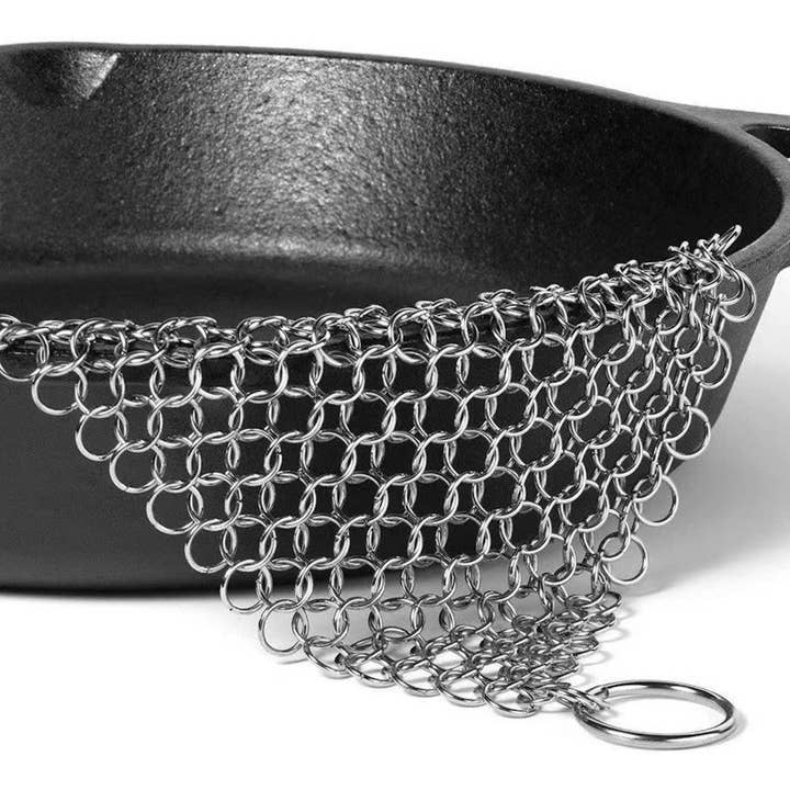 Fox Run Brands - Wholesale Cleaning Sponge - Outset Chain Mail Cast Iron Cleaner and Scrubber, 8” x 6”