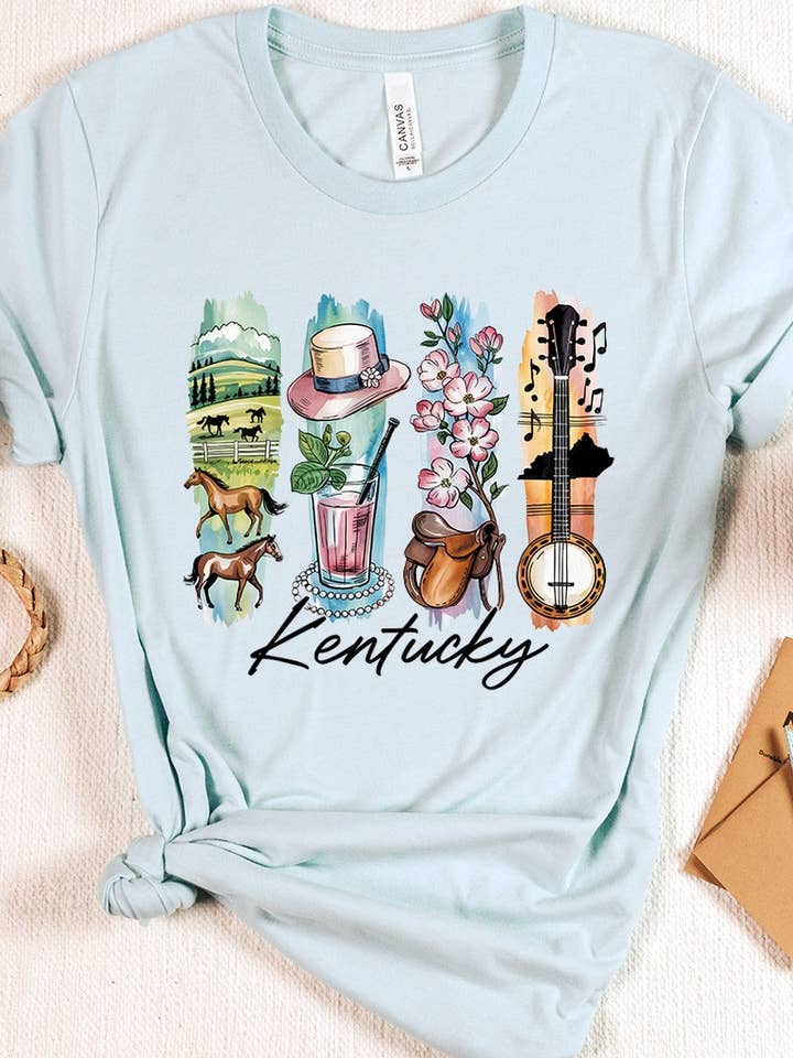 Kentucky State Penselstrøg Grafisk T-shirt for engroshandel hos Pink Irene Wholesale