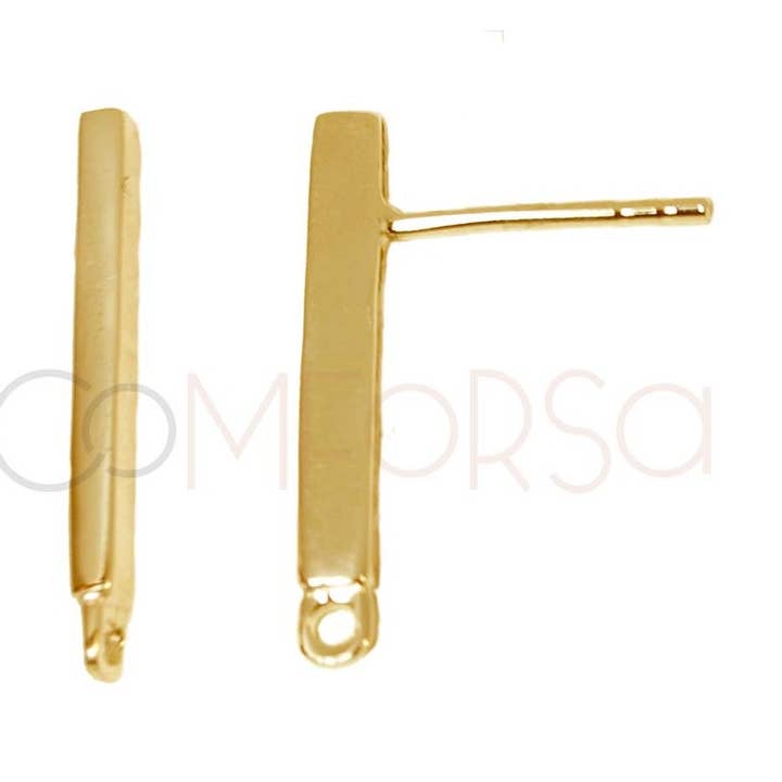 COM FORSA SL - Wholesale Stud/Post Earrings - Sterling Silver 925 Gold-Plated Earring With Three Tanzanite0