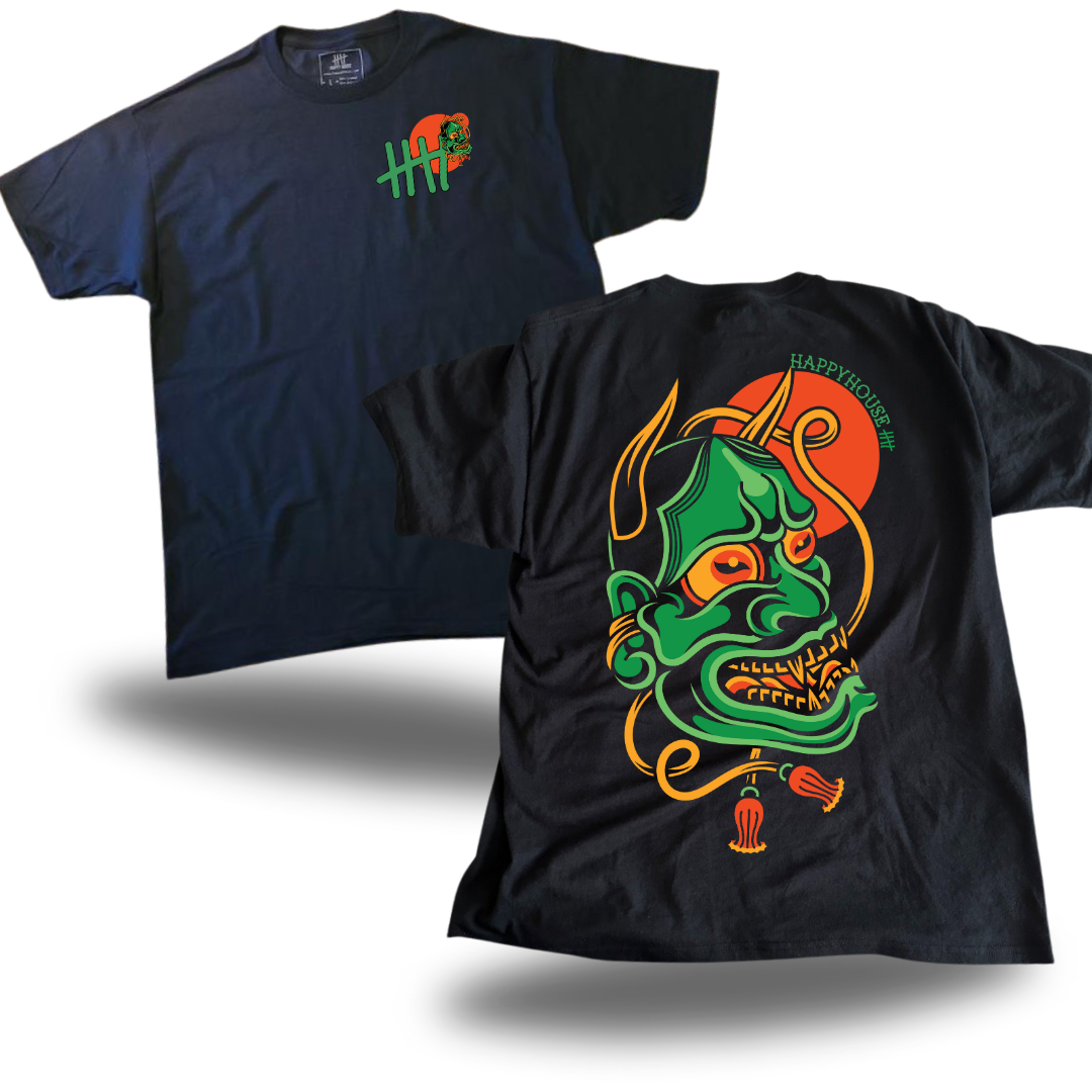 Happy H0use Apparel – wholesale Screen printed t-shirt – unisex – Hannya Mask1