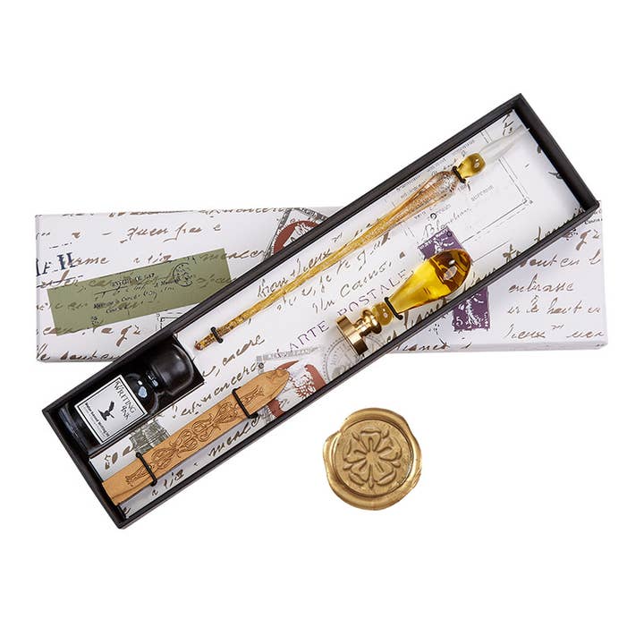 Freund Mayer & Co. - Wholesale Pen - Gold Glass Wax Seal & Calligraphy Pen & Ink Set