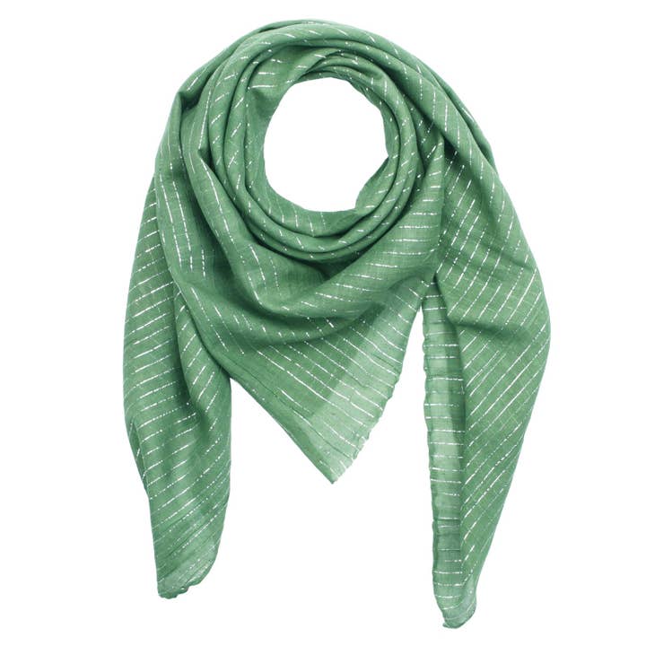 Étoffe de coton verte Lurex argenté carré écharpe pour la vente par Tribal Trade GmbH