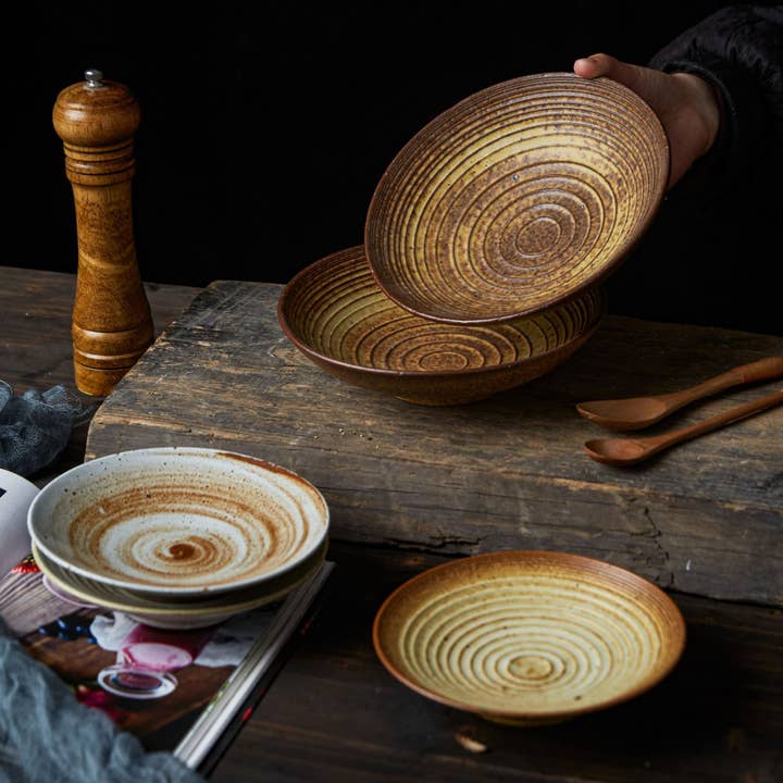 Gohobi (We cover U.S. import duties) - Wholesale Decorative Plate/Dish/Bowl - Gohobi Handmade Japanese Style Stoneware Pasta Bowl Plate10