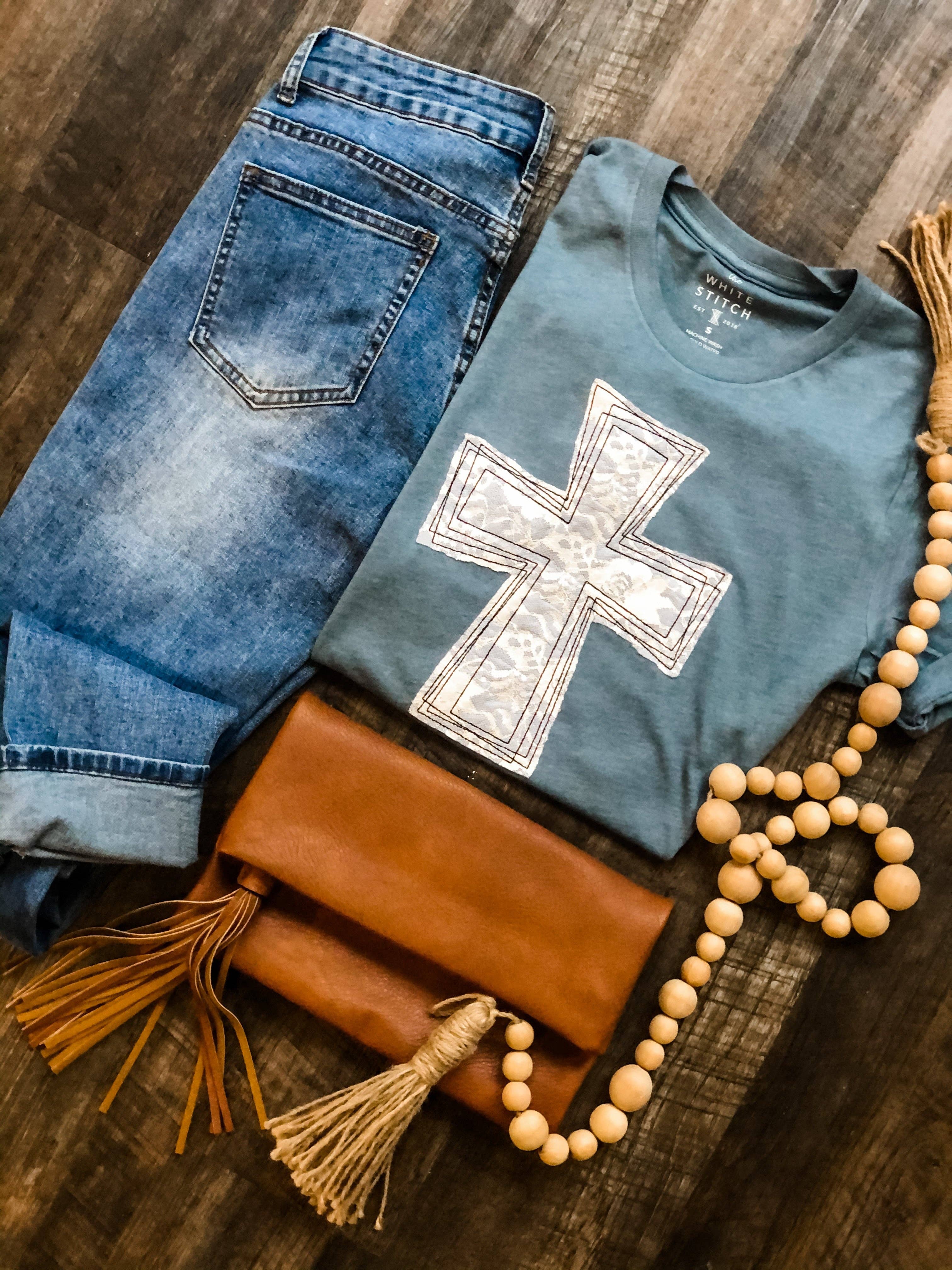 The White Stitch - Wholesale T-Shirt - Women's - Lacey Cross Tee