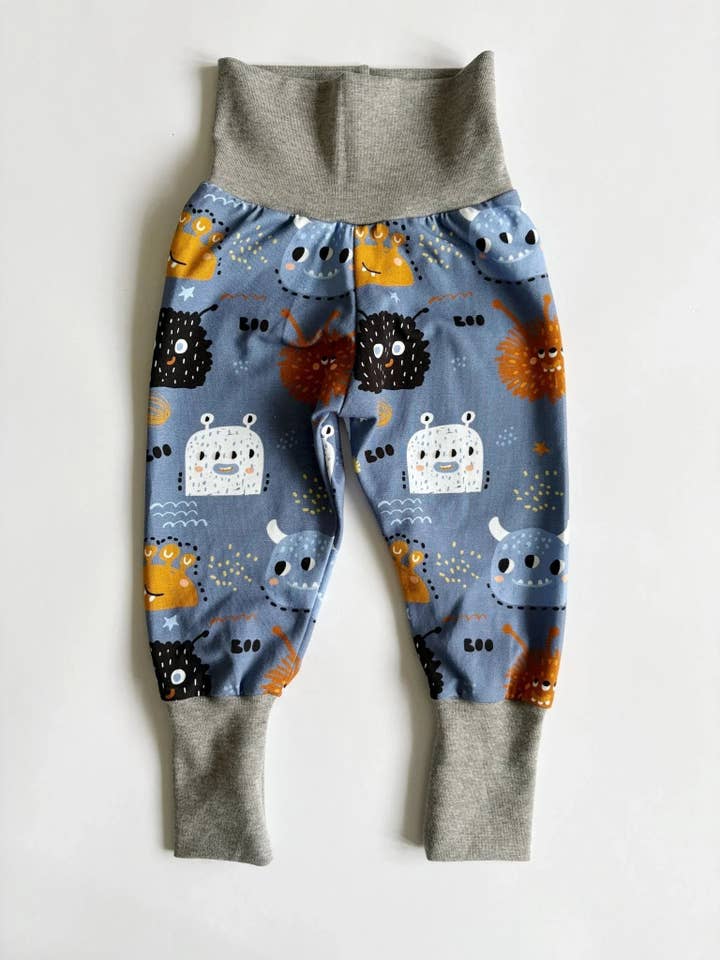 Monster Print Grow With Me Organic Baby Leggings for wholesale by Tutti Frutti clothing