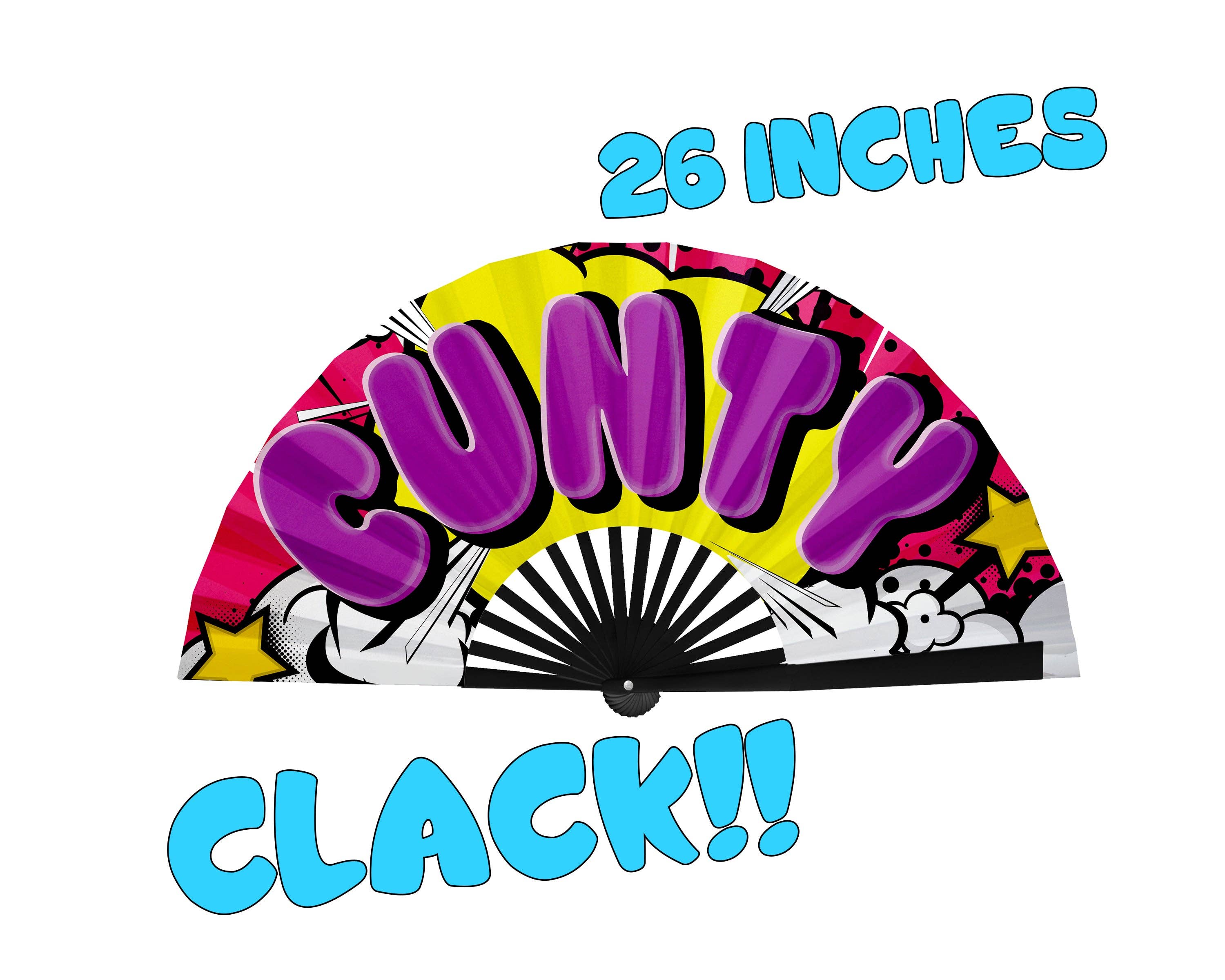 Expression Tees - Wholesale Handheld Folding Fan - Drag Queen Clack Fan, Cunty Fan, Pride Hand Fan, Fancy Fan, Line Dancing Folding Fan, Rave Fan - Large 26 Inch Foldable Fan3