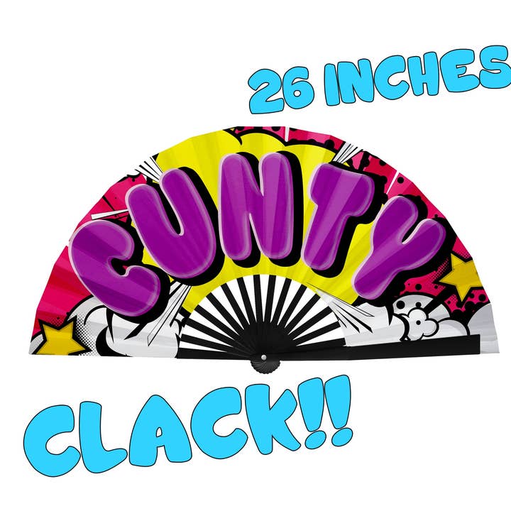 Expression Tees - Wholesale Handheld Folding Fan - Drag Queen Clack Fan, Cunty Fan, Pride Hand Fan, Fancy Fan, Line Dancing Folding Fan, Rave Fan - Large 26 Inch Foldable Fan3