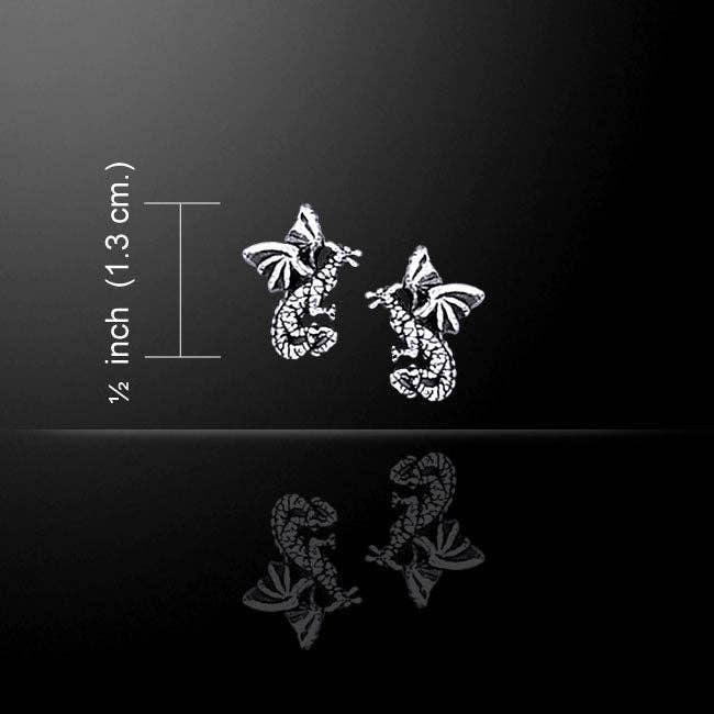 Silver Insanity - Wholesale Stud/Post Earrings - Small Flying Dragons - Detailed Sterling Silver Post Stud Earrings4