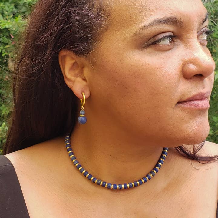Discoveries, Inc. - Venta al por mayor Collares de cuentas/perlas - Collar de cuentas de lapislázuli sumerio - Inspirado en Egipto