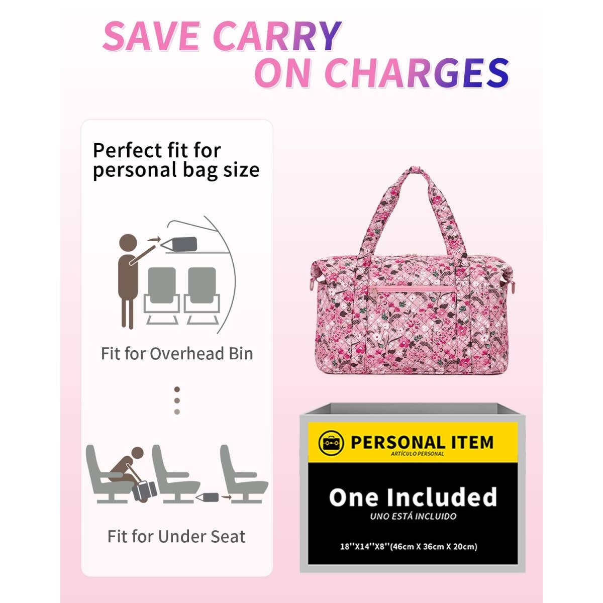 wandf – Großhandel Weekender-Tasche – Unisex – Gesteppte Schultertaschen Flugzeug Reisetasche Unter Sitz Tasche18