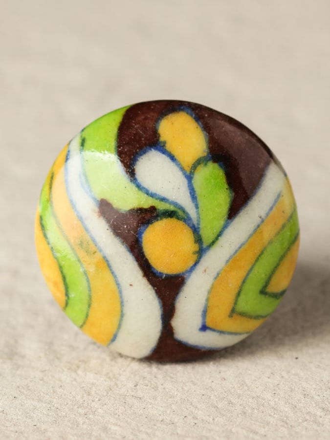 Yellow, Green and Brown Colored Handmade Drawer Ceramic Cabinet Knobs | Furniture Door Ceramic Knobs | Ceramic Knob for wholesale by KNOBCO