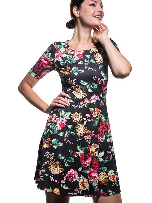 vestido de moda floral de manga corta para mujer para venta al por mayor de Calison