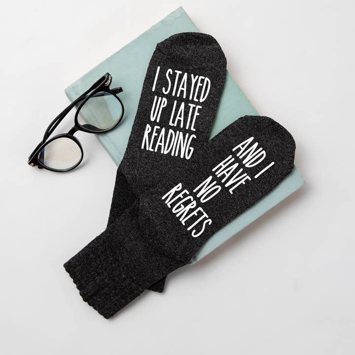 The Obstinate Octopus - Wholesale Socks - Women's - "I Stayed Up Late Reading/ And I Have No Regrets" Women's Book Socks4