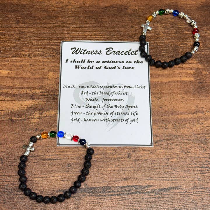 Women's Lava Stone & Cross Witness Bracelet for wholesale by Paco Designs