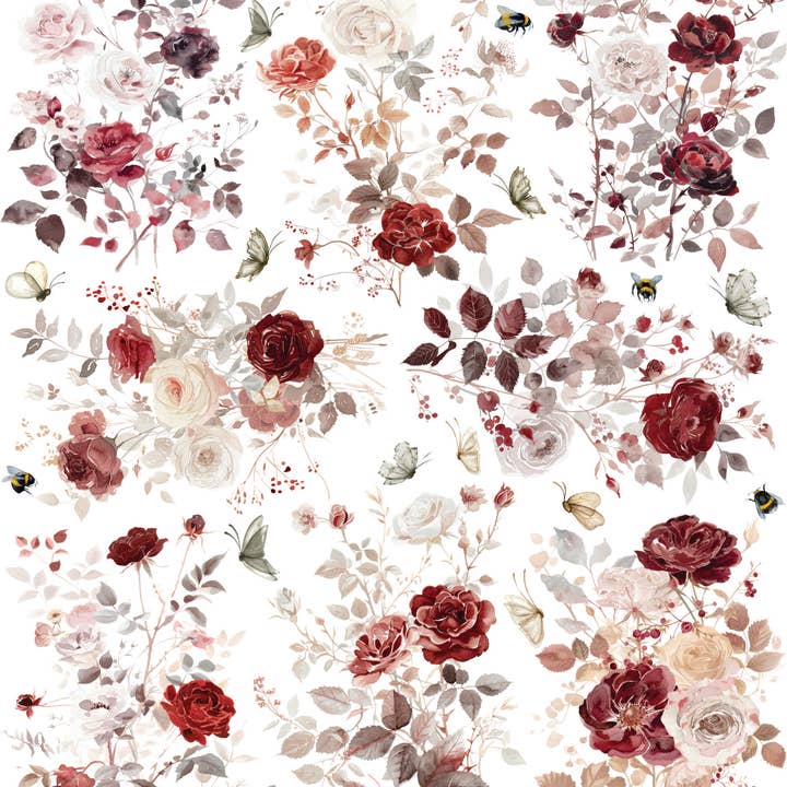 Craft Kreatively - Vente Matériels de bricolage - Papier de riz pour découpage avec fleurs roses - 2x A3 - pour loisirs créatifs