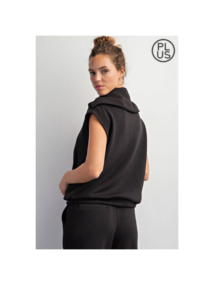 Rae Mode - Wholesale Athletic Top - Women's - PLUS SIZE MODAL SCUBA SHORT SLEEVE QUARTER ZIP TOP31