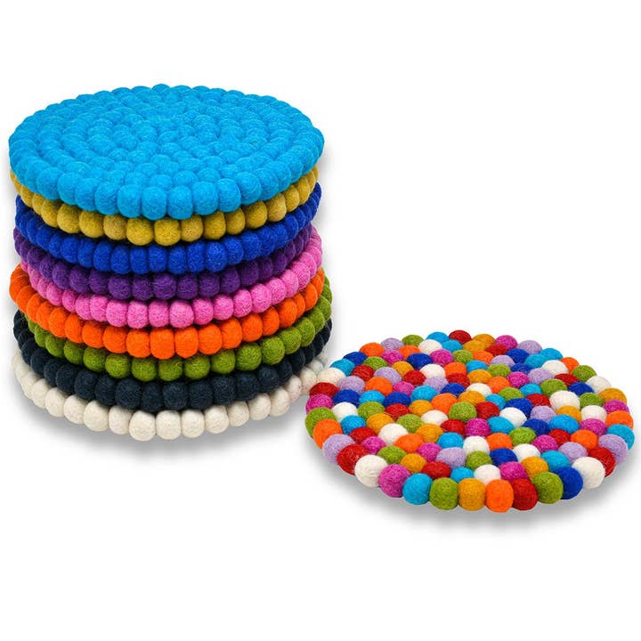 BNB Crafts Inc. - Wholesale Trivet - Round Pom-pom Trivets- Multi Color1