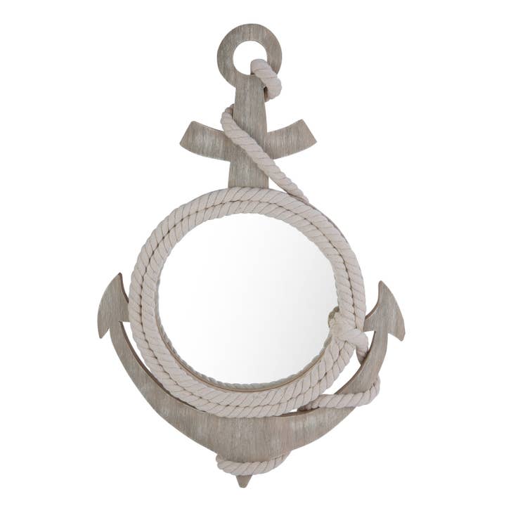 Anchor Shape Mirror W/Rope for wholesale by Beachcombers