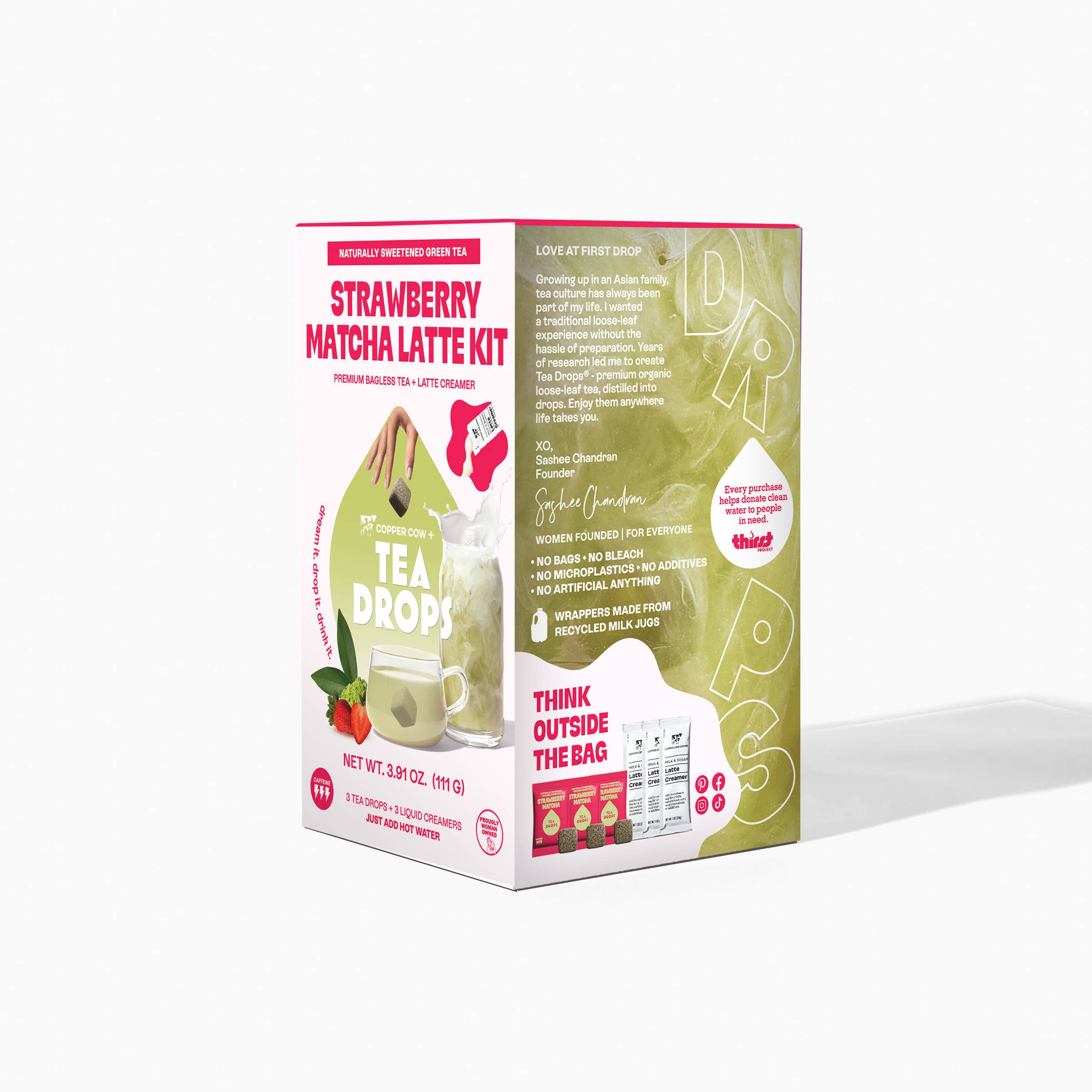 Tea Drops - Wholesale Health/Detox Tea - Strawberry Matcha Latte Kit - 3ct (Case of 6)3