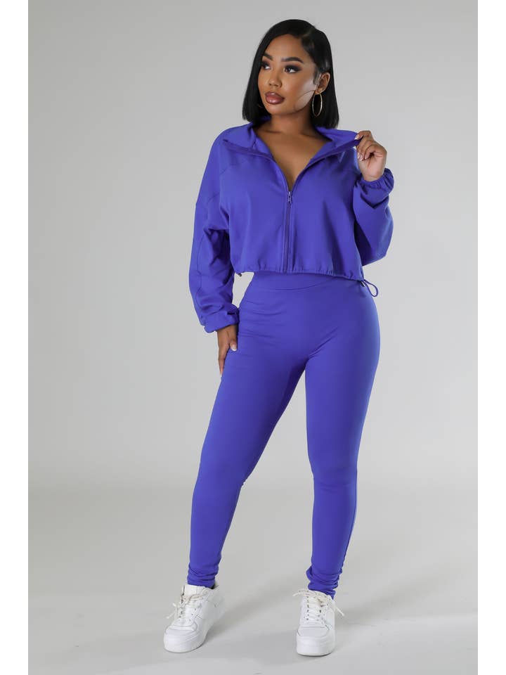 5besties inc - Wholesale Top & Pant Set (NOT Loungewear) - Women's - ZIP UP WINDBREAKER AND LEGGINGS SET
