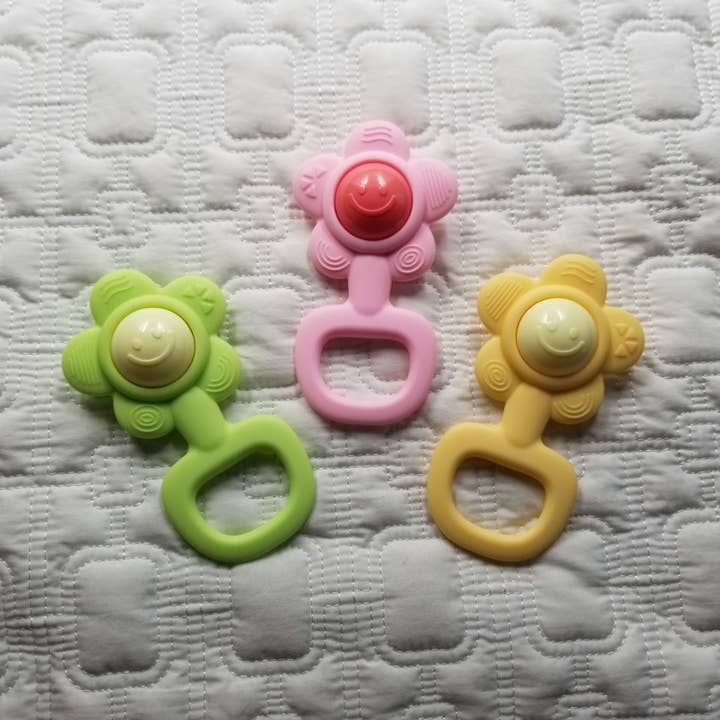Sunflower Silicone Teether Rattles for wholesale by D & C TOYS