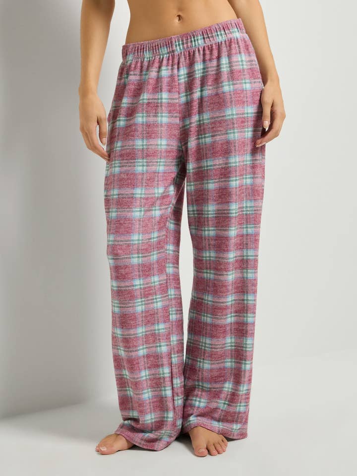 Fireside Tartan Cherry Plaid Cat Nap Pant for wholesale on Faire2