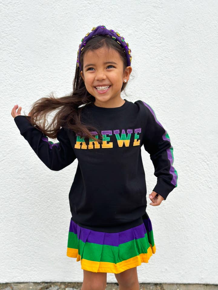 Jersey de felpa francesa Krewe vintage para niños en color negro para venta al por mayor de Mardi Gras Creations
