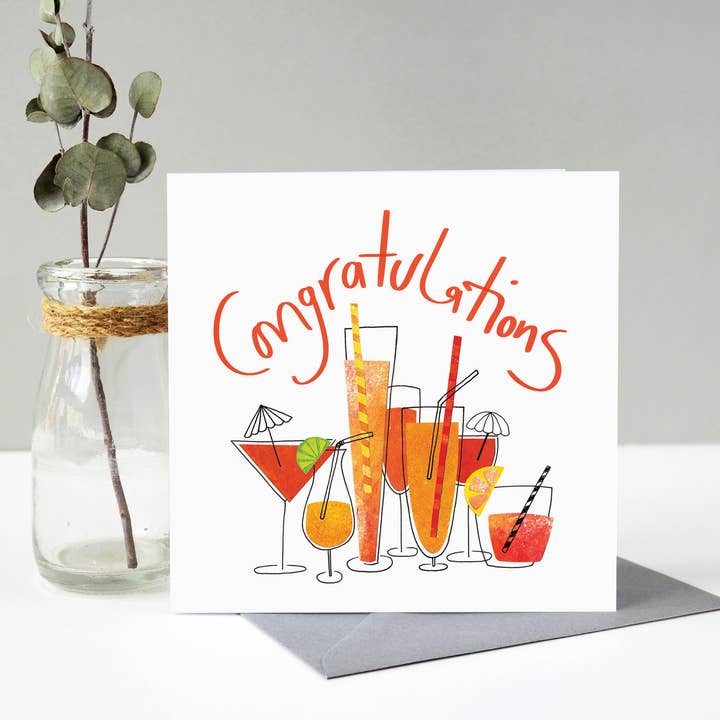 Biglietto di auguri per cocktail per la vendita all'ingrosso da parte di Fiona Clabon Illustration