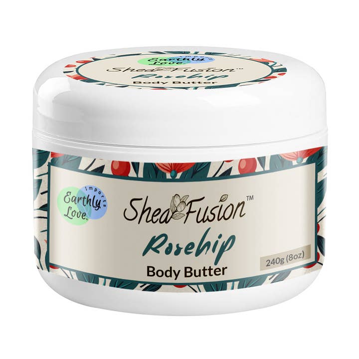 Beurre corporel « Rosehip » de Shea Fusion pour la vente par Earthly Love Imports