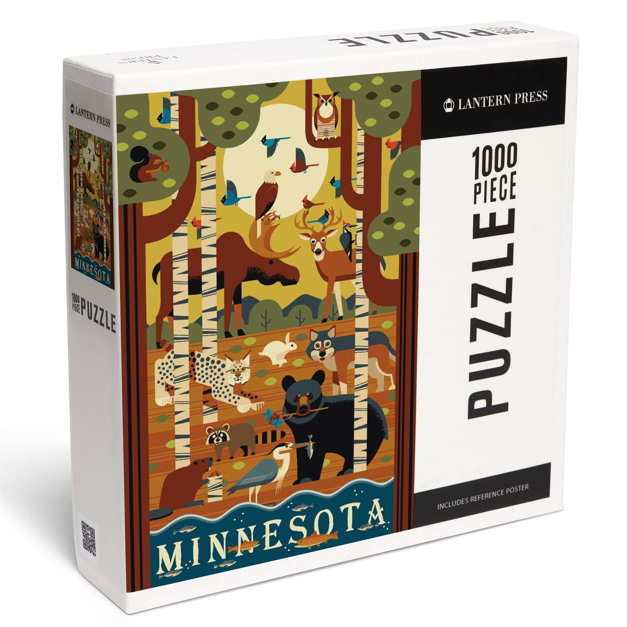 Lantern Press - Vendita all'ingrosso Puzzle - Adulti - Puzzle da 1000 pezzi con animali della foresta del Minnesota, geometrico0