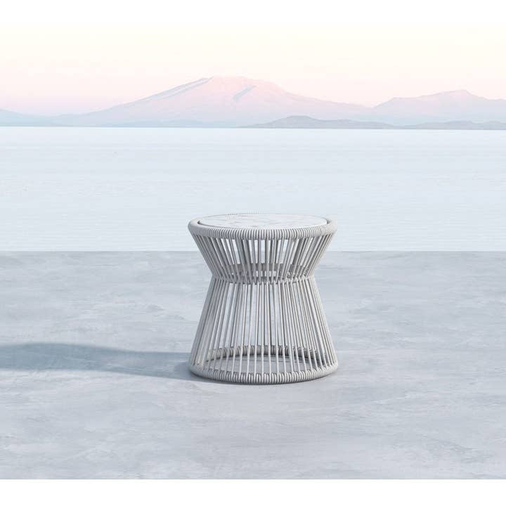 LOOMLAN – mesa de apoio por atacado – Mesa de Apoio de Exterior com Tampão de Mármore Carrara de Miami1