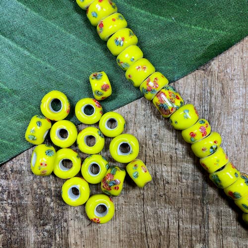 Bead Goes On – Großhandel Perlen – Gelbe Tombo-Rondelle-Glasperlen im japanischen Vintage-Stil0