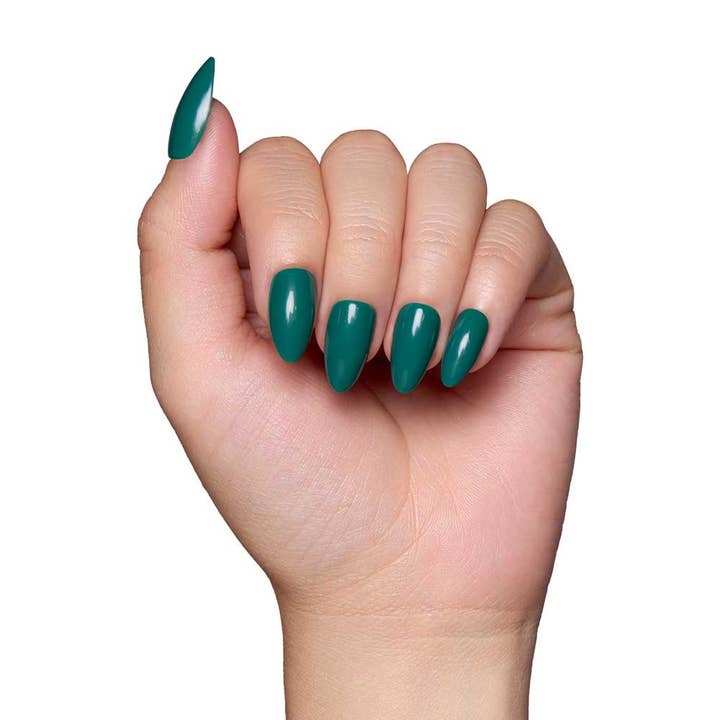 Glamnetic - Wholesale Press-On/Fake Nails - Emerald Green Press-On Nails | Short Almond |Solid | Holiday
