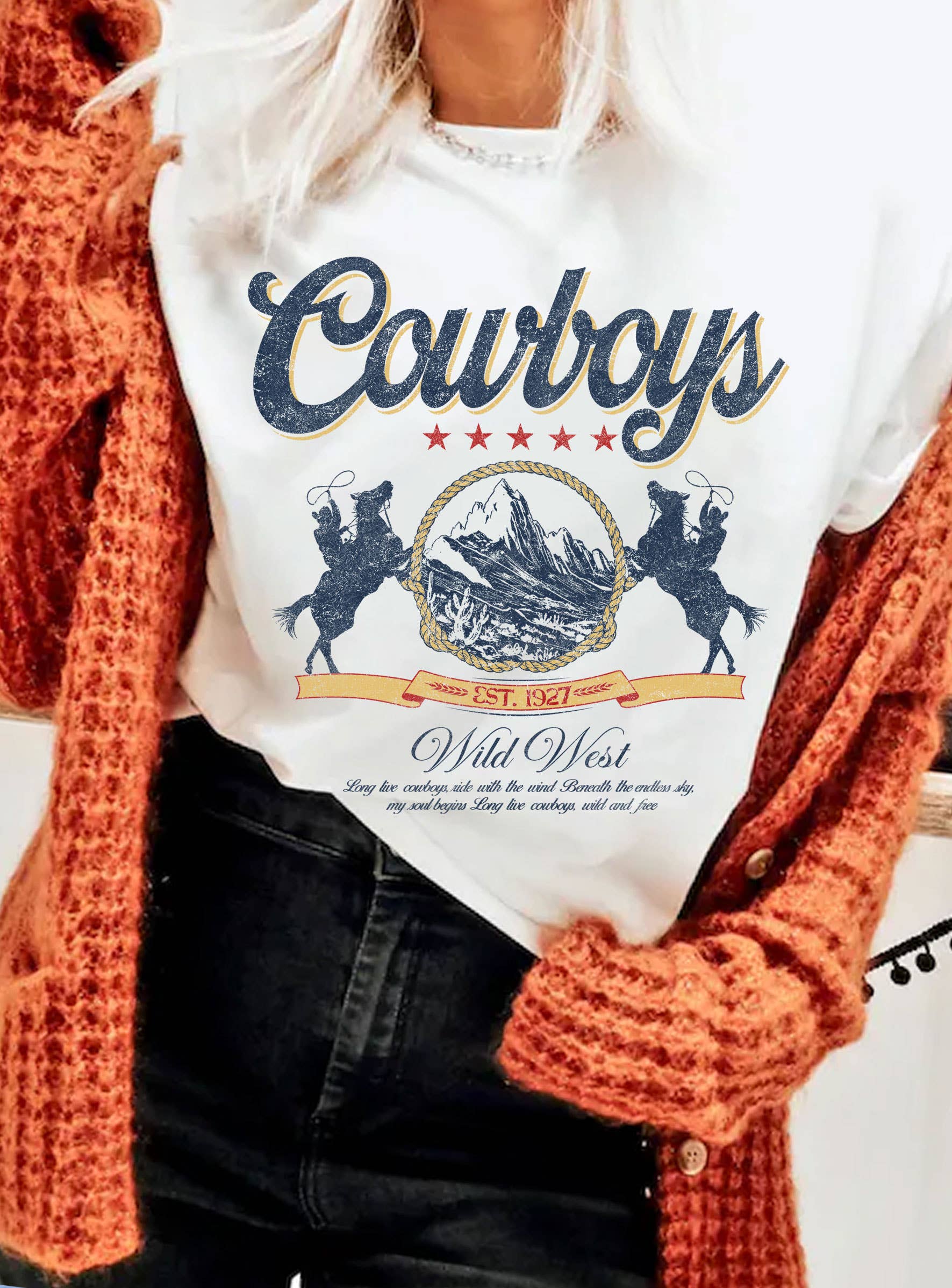 Rustee Clothing - Wholesale Screen Printed T-Shirt - Unisex - COWBOY WILD WEST GRAPHIC T SHIRTS0