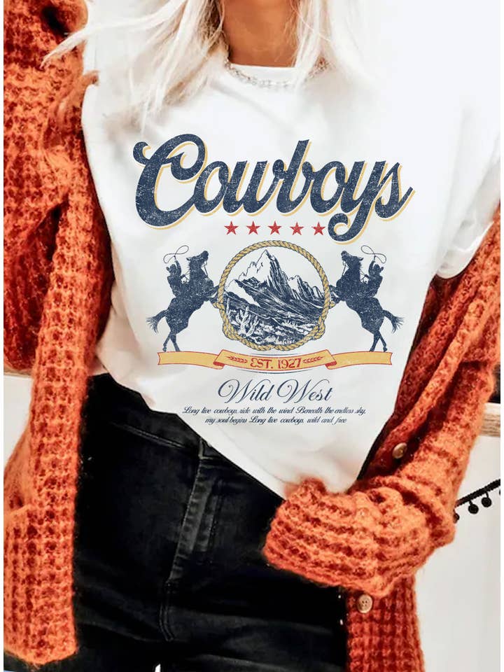 Rustee Clothing - Wholesale Screen Printed T-Shirt - Unisex - COWBOY WILD WEST GRAPHIC T SHIRTS0