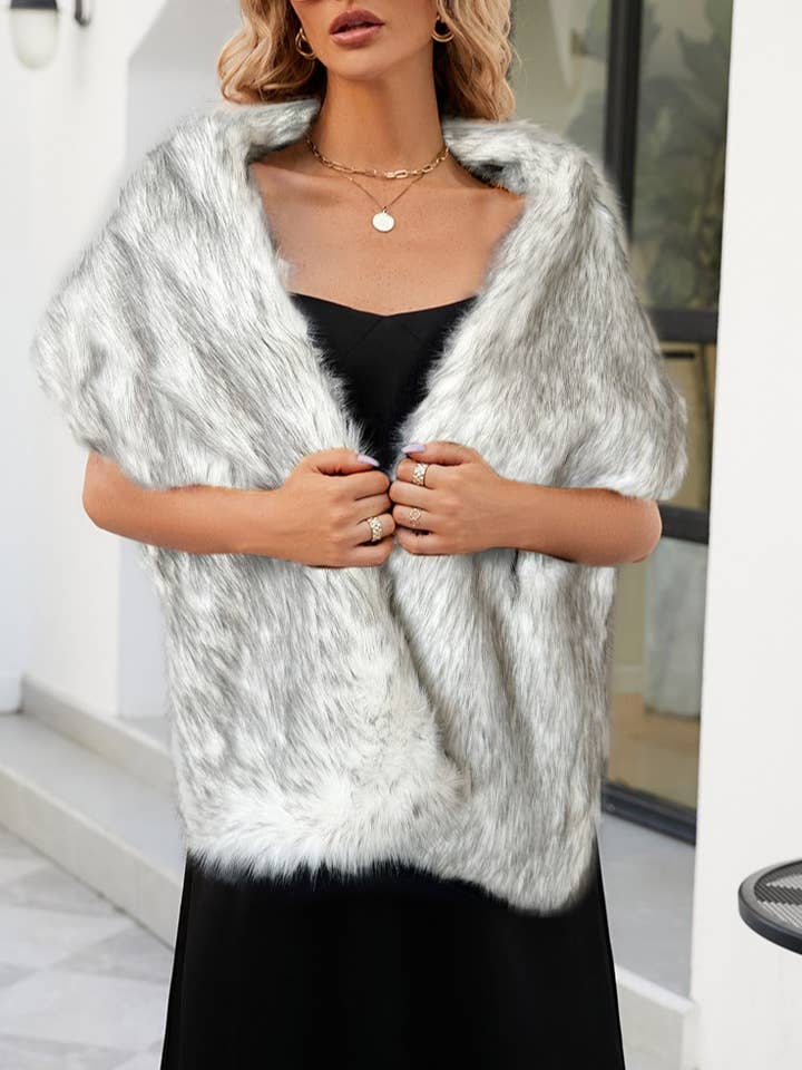 Rosa Clothing - Wholesale Cape - Women's - Elegant Faux Fur Scarf Cross Shawl4