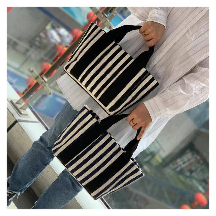Large Minimalist Striped Canvas Tote Bag for wholesale by FurDecoration