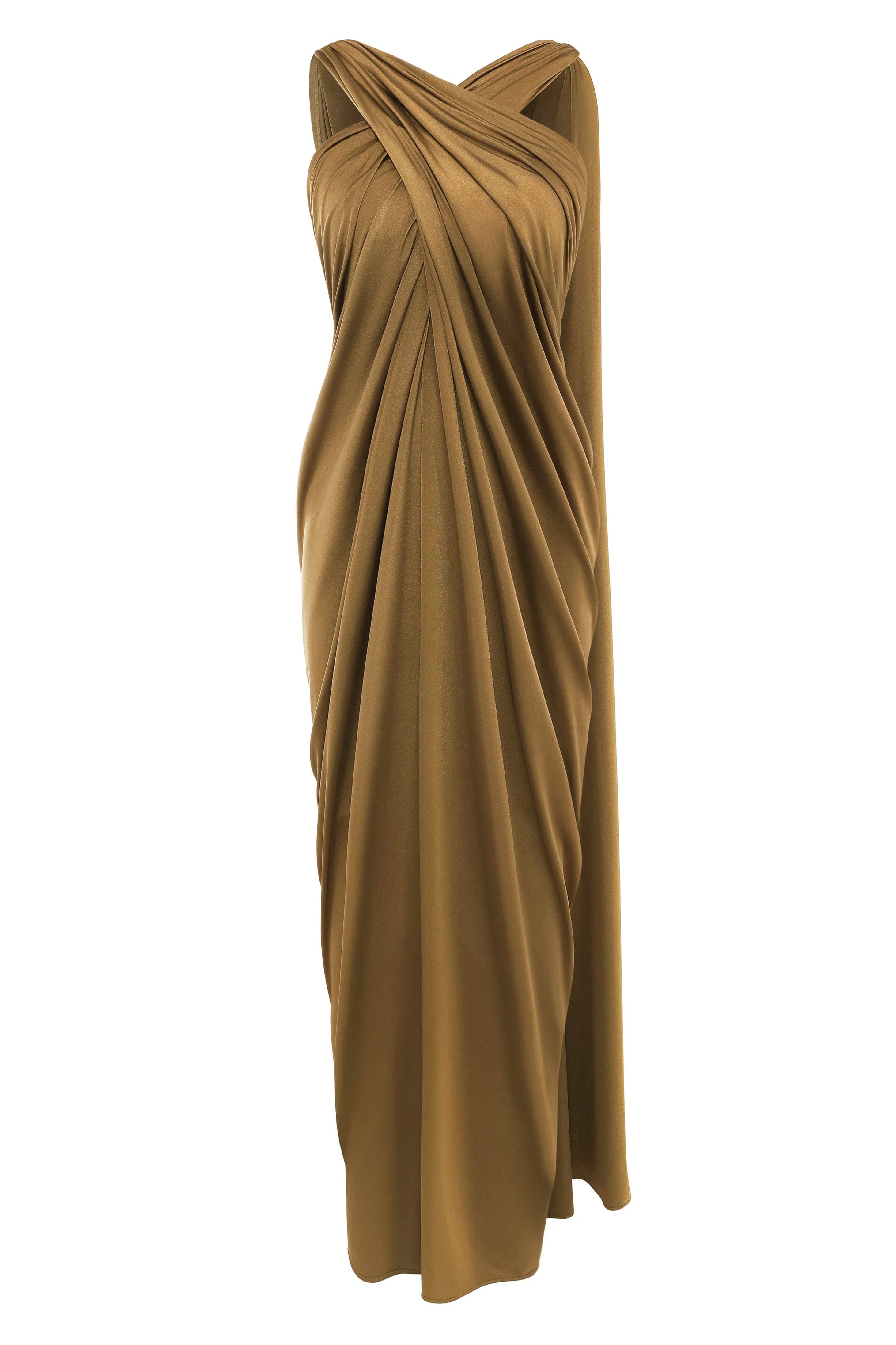 Golden Brown The Story of an Awakening Crisscross-Draped Evening Gown for wholesale on Faire5