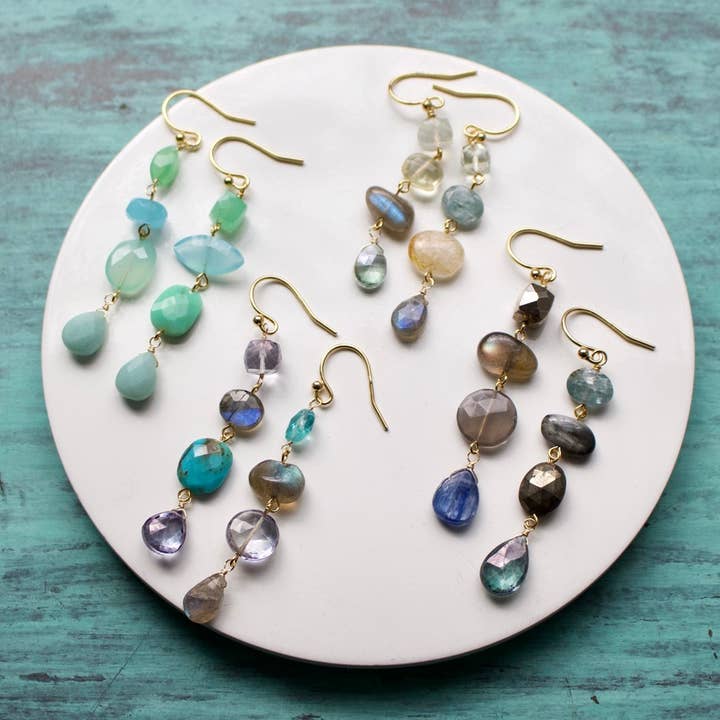 Halfedelsteen Ongelijksoortige Oorbellen|Goud|Zilver voor wholesale door a.v. max