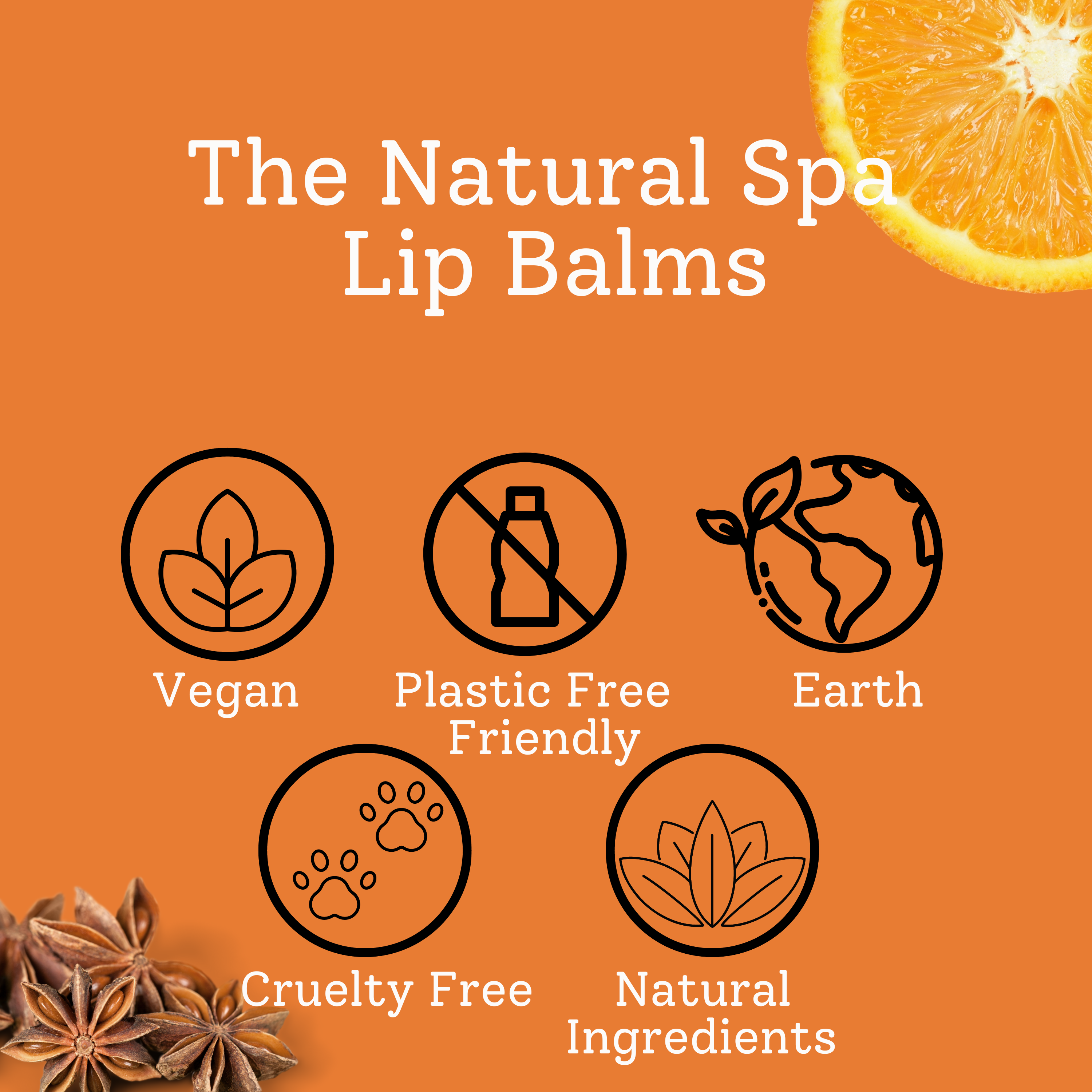 The Natural Spa Cosmetics – wholesale Lip Balm – Spiced Orange   All Natural Lip Balm Vegan Stocking Filler2