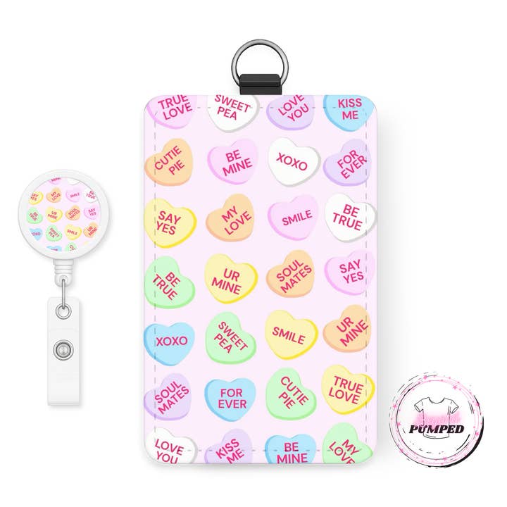 Candy Hearts Retractable Badge Reel & I.D. Badge Holder for wholesale by Beyond Pumped