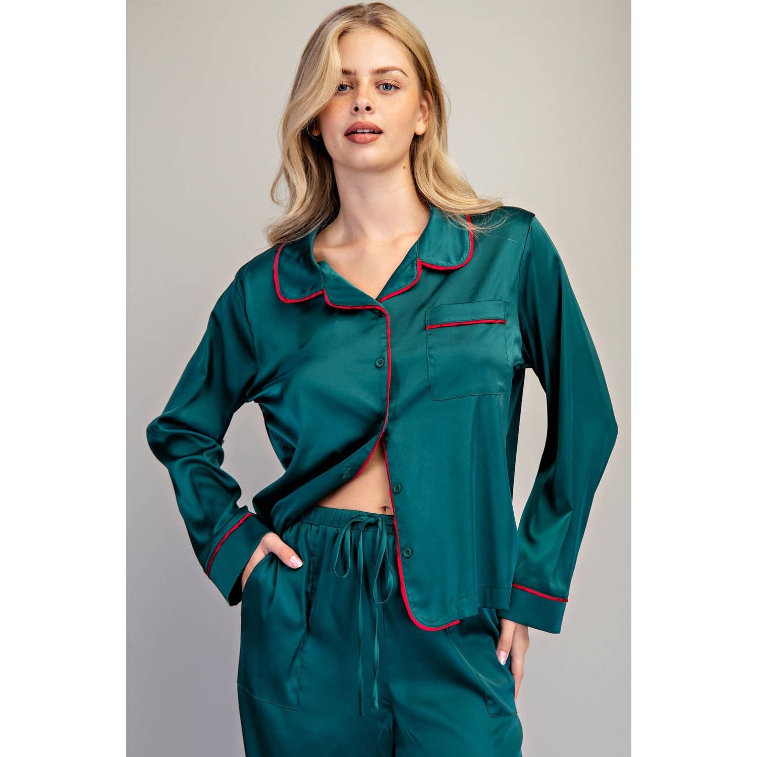 STYLE USA - Vente Haut et bas de pyjama – femme - Ensemble de détente en satin7