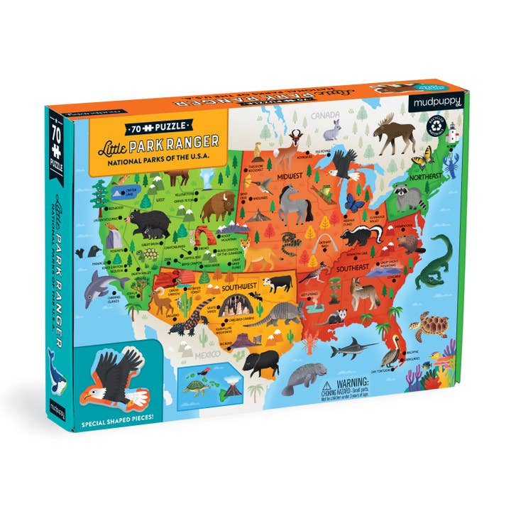Chronicle Books - Wholesale Puzzle - Kids - Little Park Ranger National Parks Map of the U.S.A. Puzzle