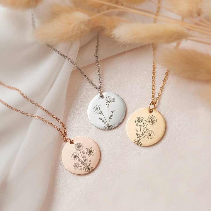 Anavia - Wholesale Pendant/Charm Necklace - Personalized Birth Flower Mother's Day Gift for Mom Jewelry