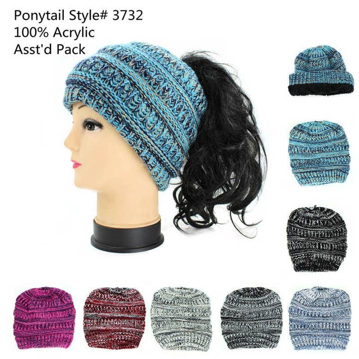 Jasper Trading LLC - Vendita all'ingrosso Berretto - Donna - 3732 - Berretto a coda di cavallo con fodera